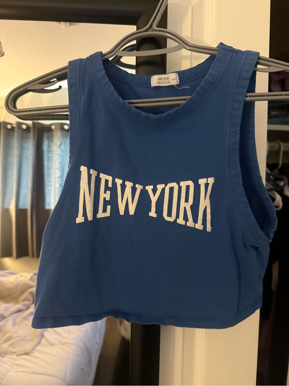 Ardene Royal Blue Cropped Tank with 'New York' Print